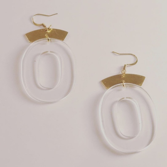 NEW Lucite Hoops w/ Brass Accents - Picture 3 of 5
